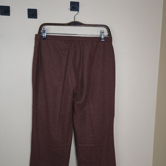 Vintage J. Crew Mid-rise Wide Leg Trousers in Brown Herringbone Print Size 6 - Picture 5 of 9